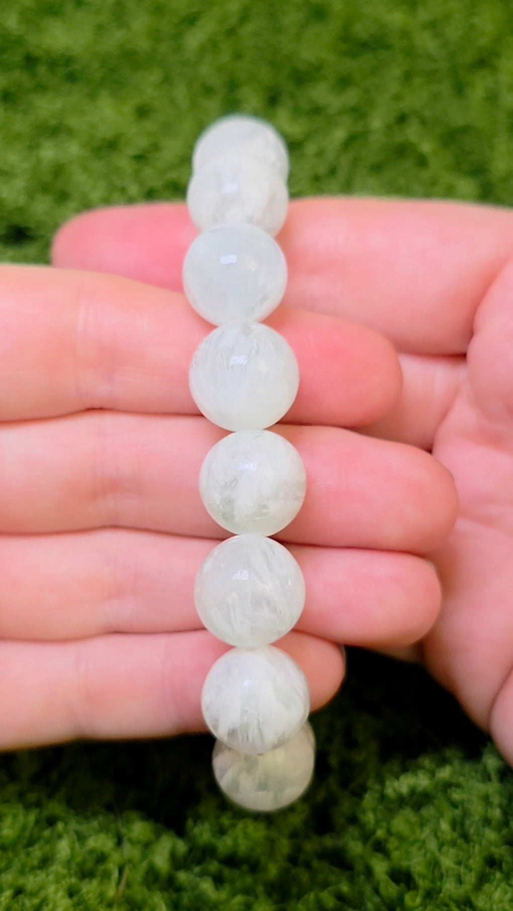 Green Feather Fluorite Stretch Bracelet 13mm