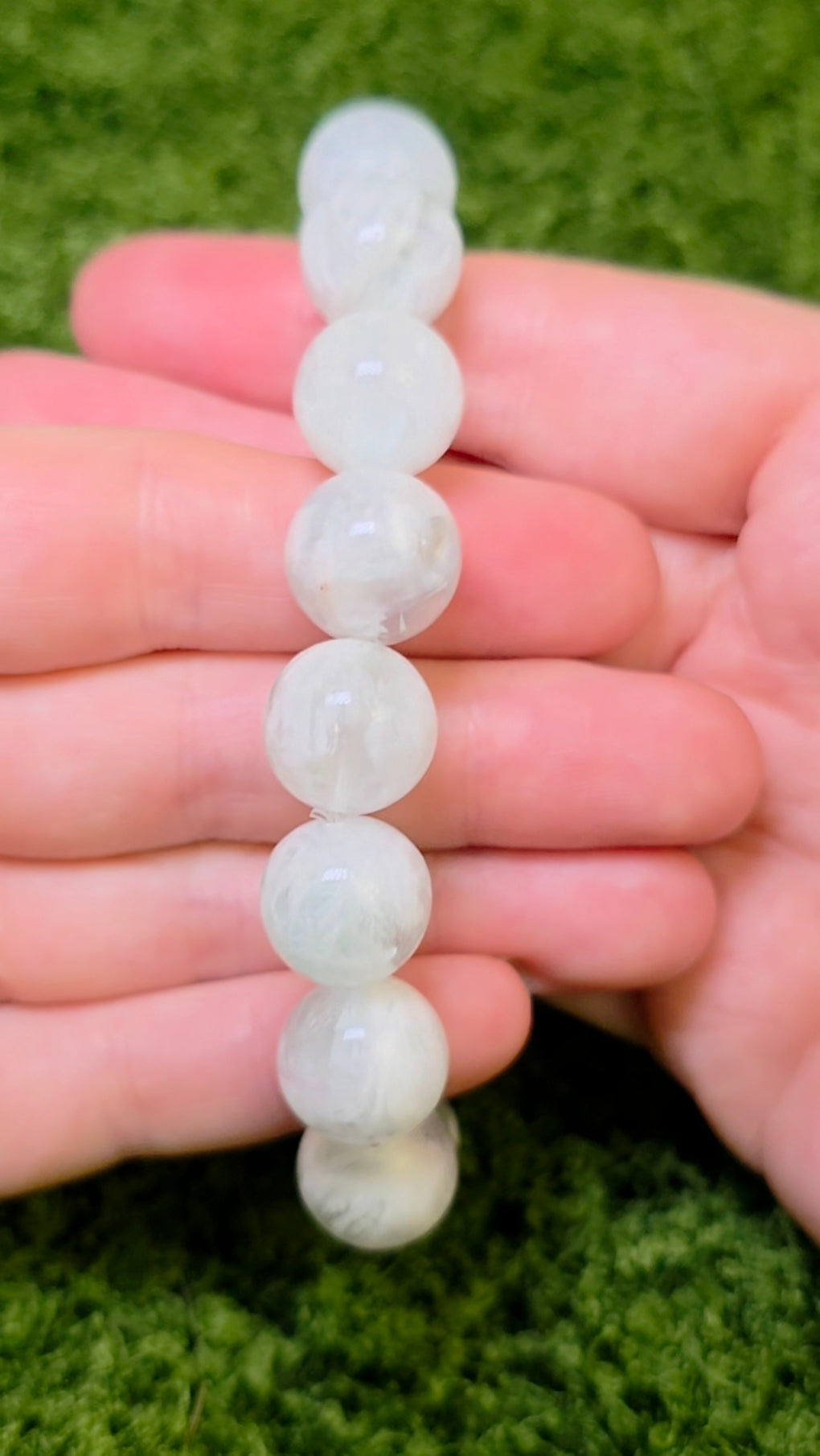 Green Feather Fluorite Stretch Bracelet 13mm