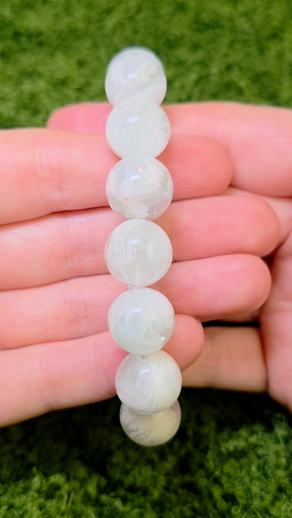 Green Feather Fluorite Stretch Bracelet 13mm