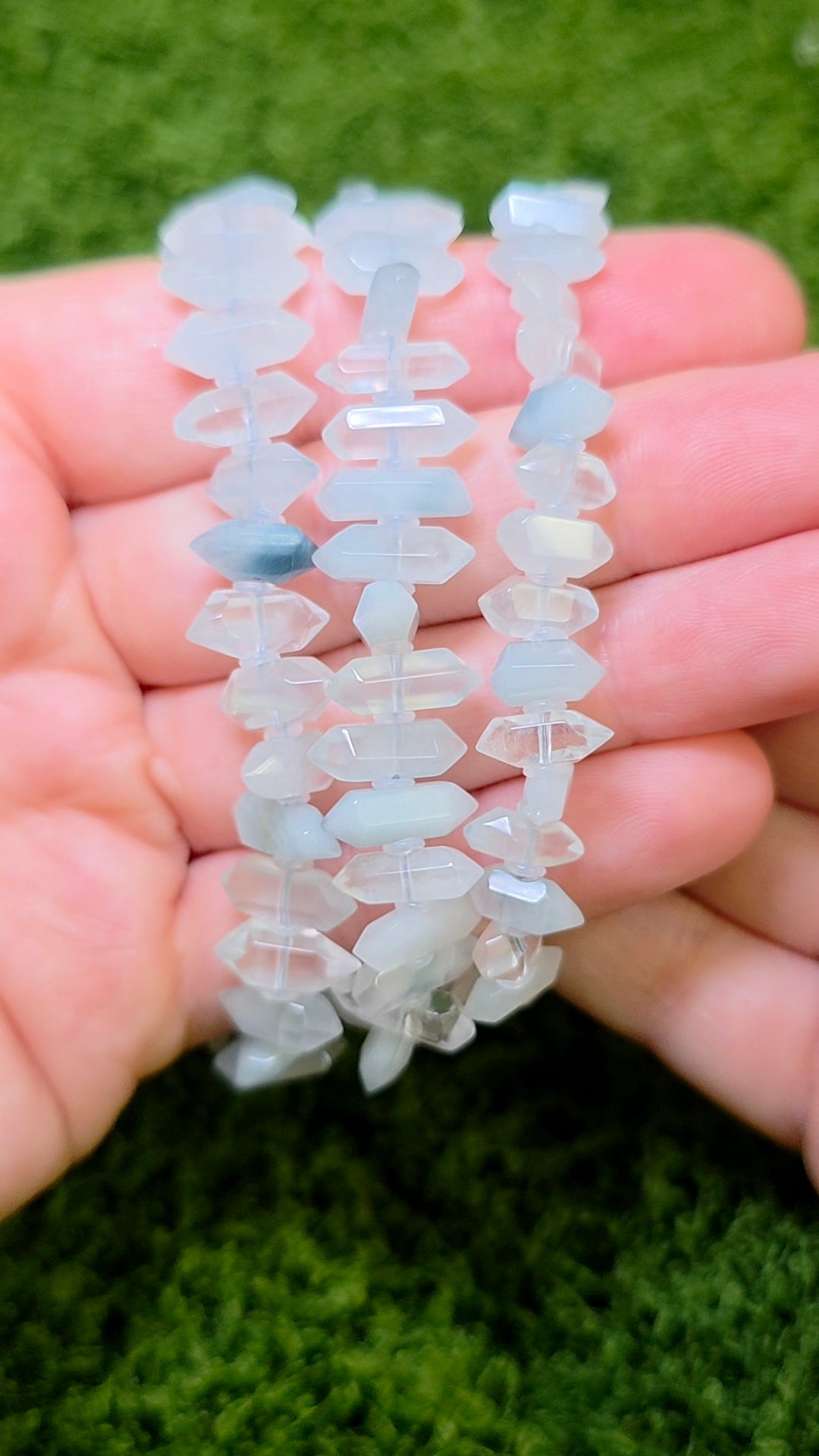 Blue Rabbit Hair Double Point Bracelet