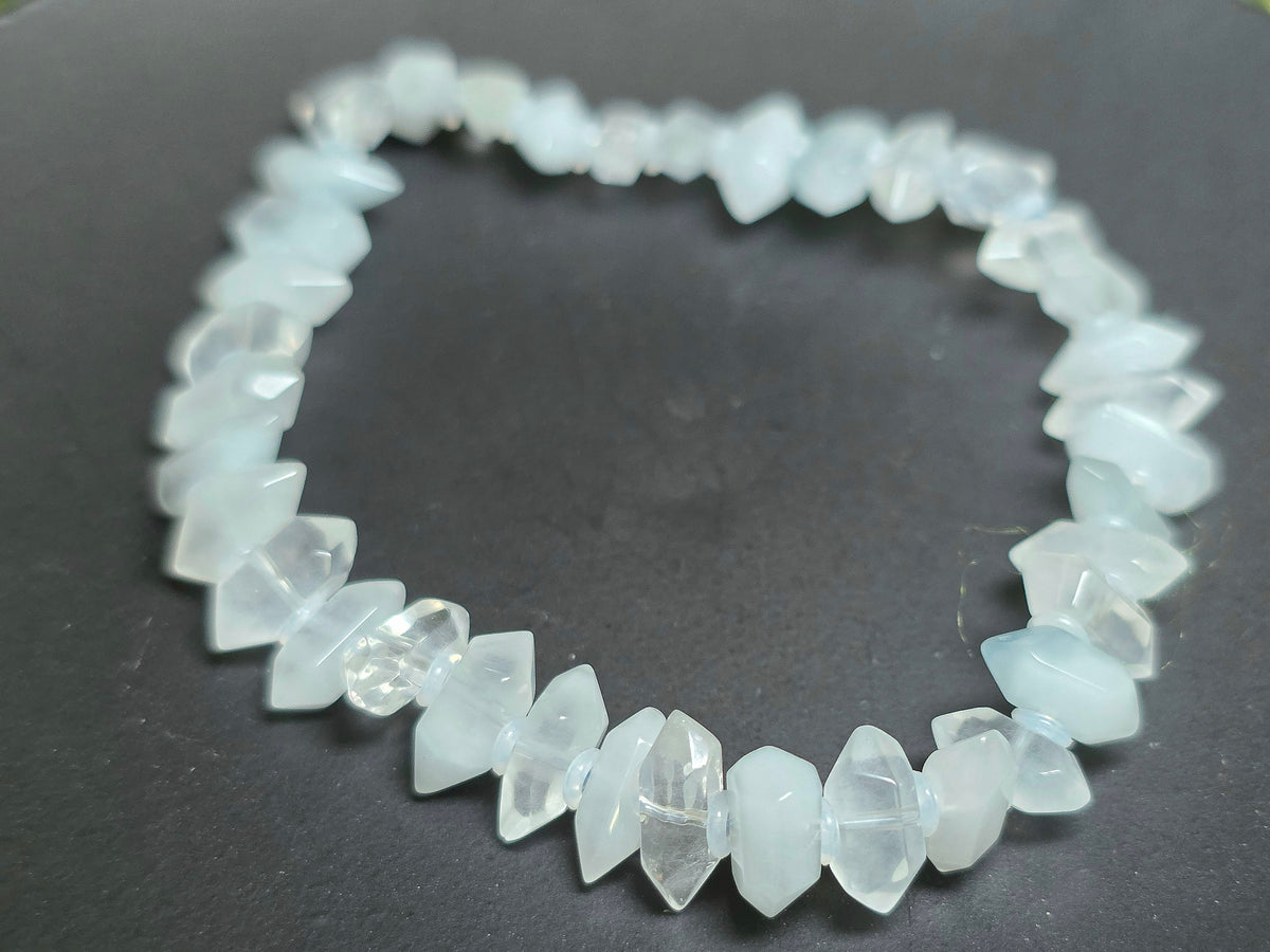 Blue Rabbit Hair Double Point Bracelet