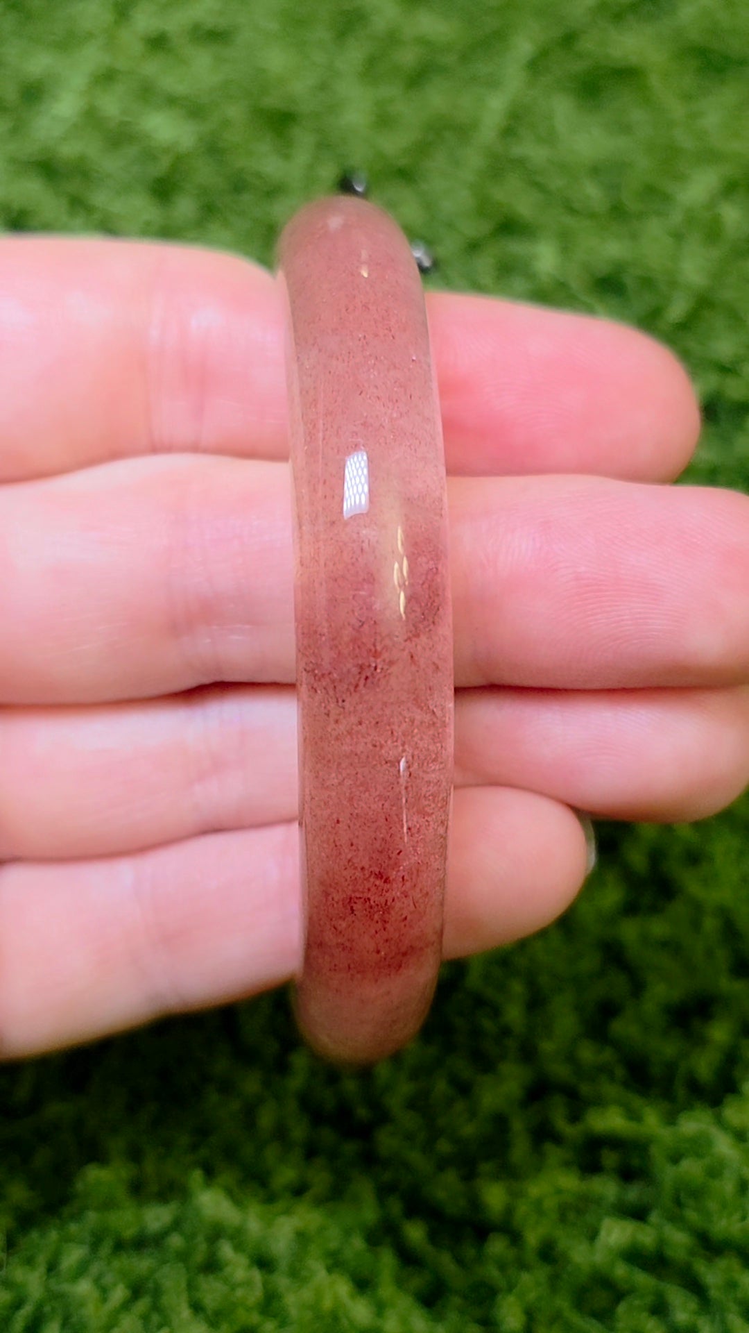 Strawberry Quartz and Silver Obsidian Stretch Bangle