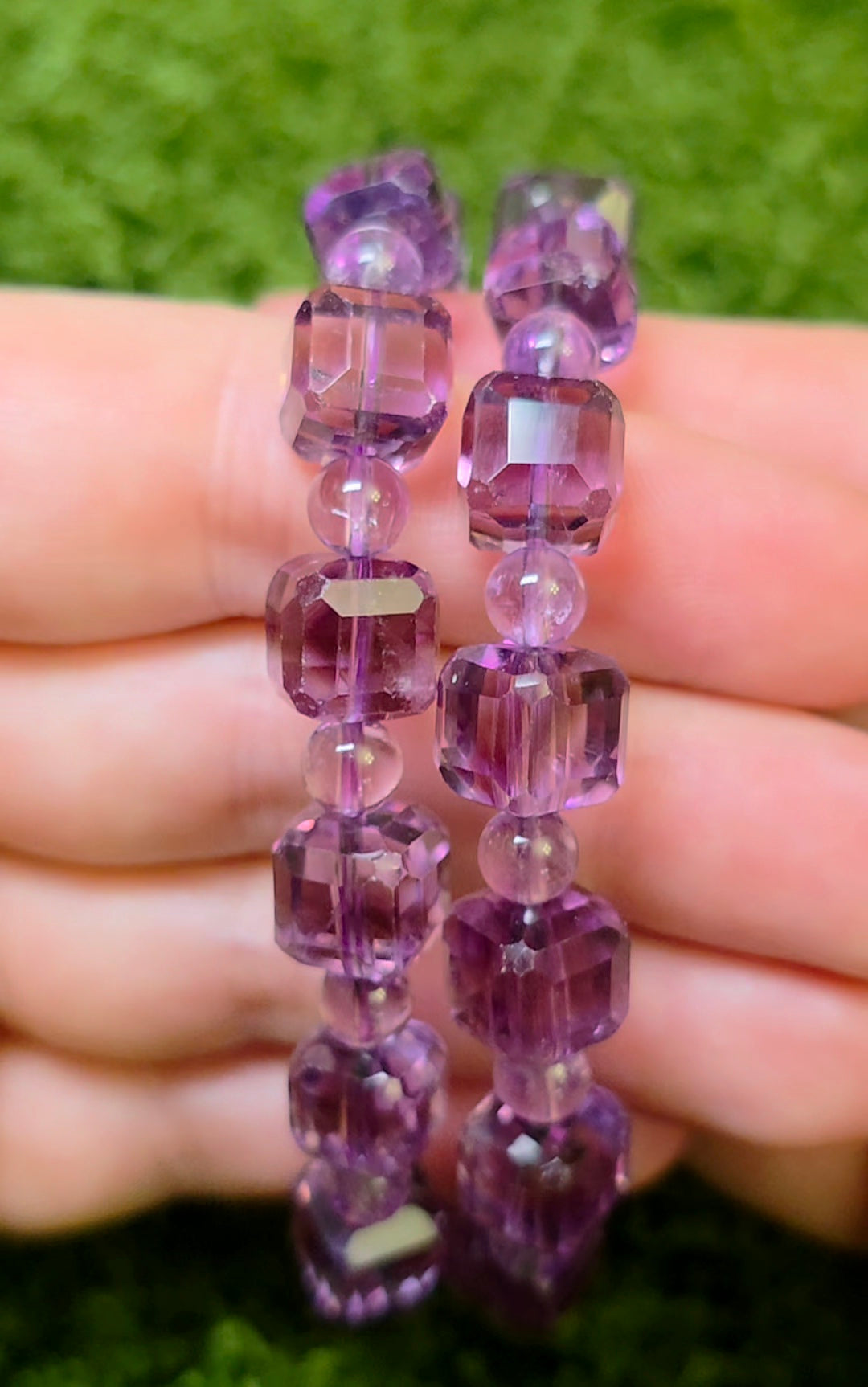 Amethyst Cube Stretch Bracelet
