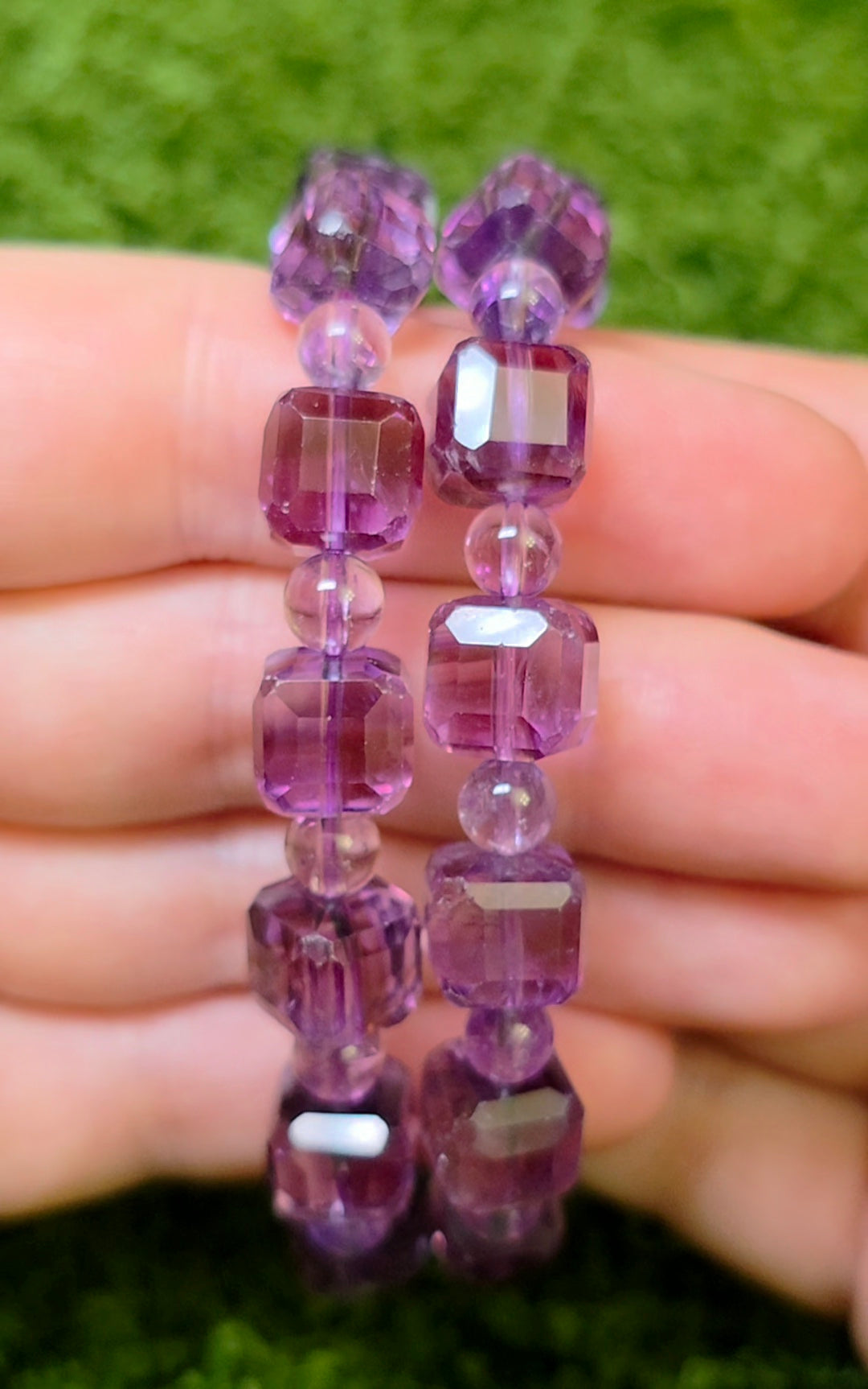 Amethyst Cube Stretch Bracelet