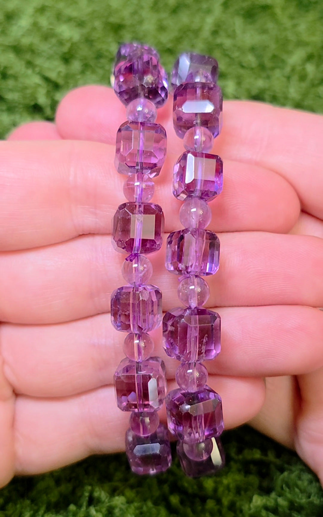 Amethyst Cube Stretch Bracelet