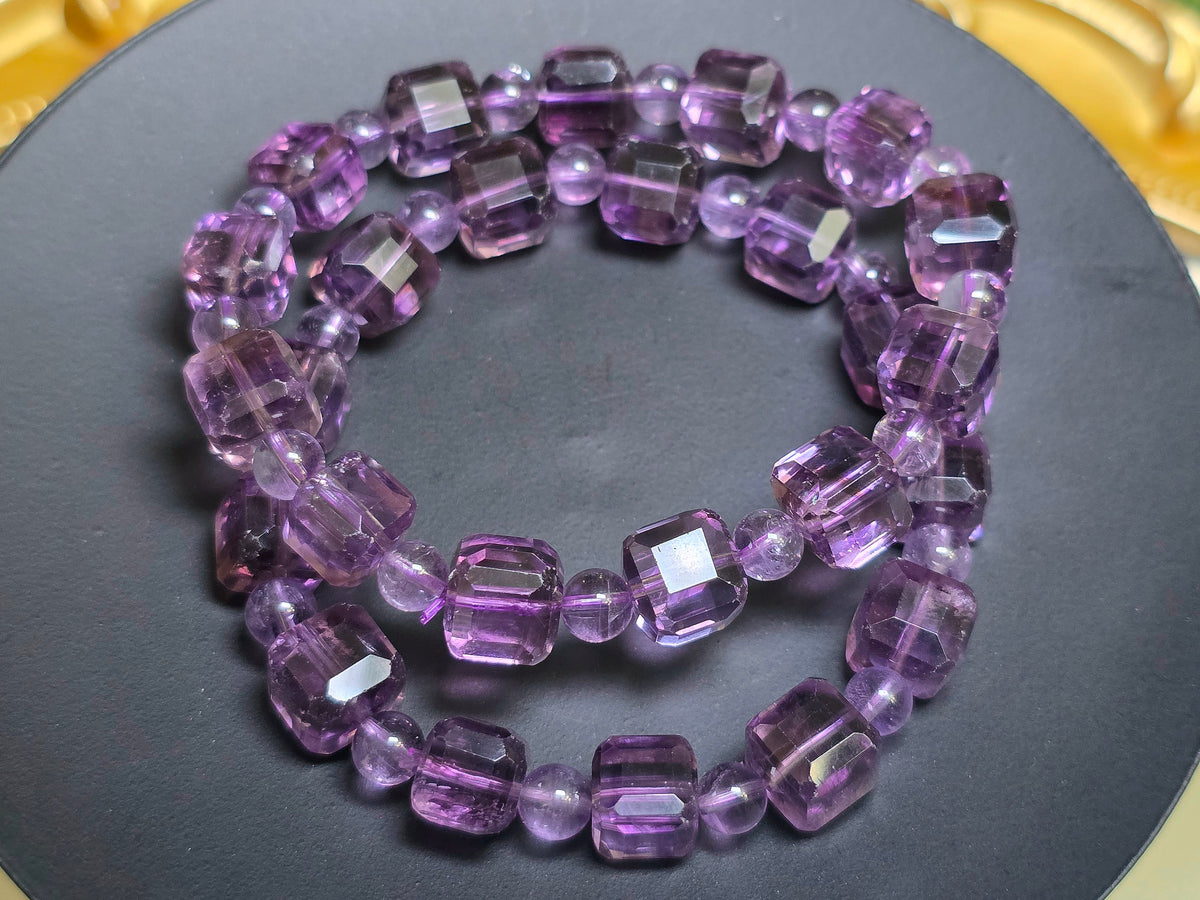 Amethyst Cube Stretch Bracelet