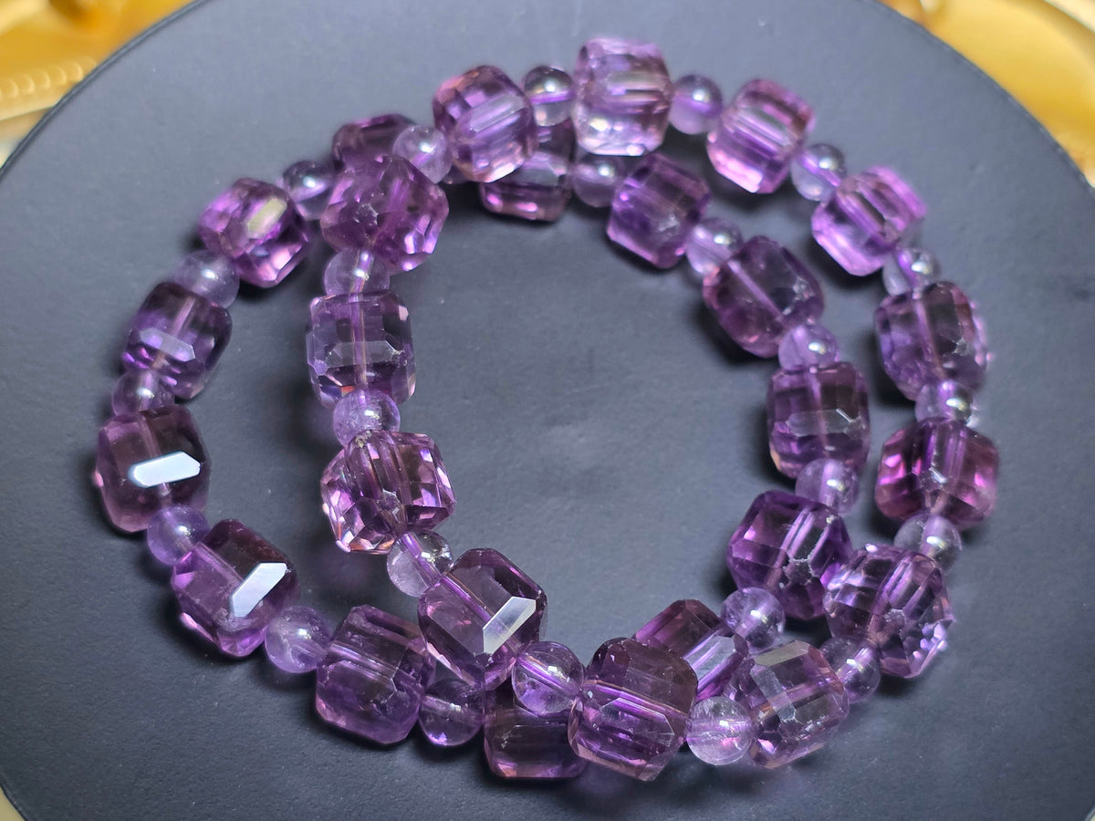 Amethyst Cube Stretch Bracelet
