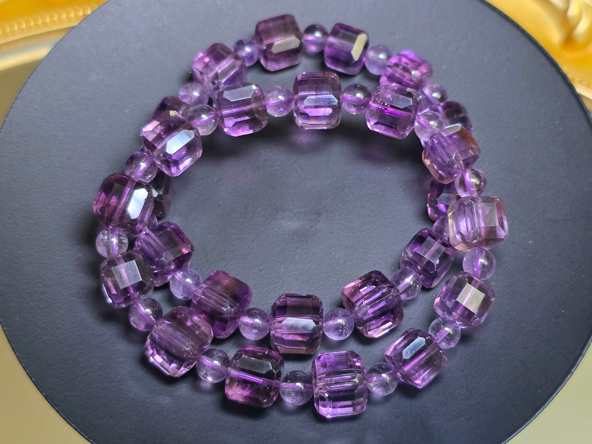 Amethyst Cube Stretch Bracelet