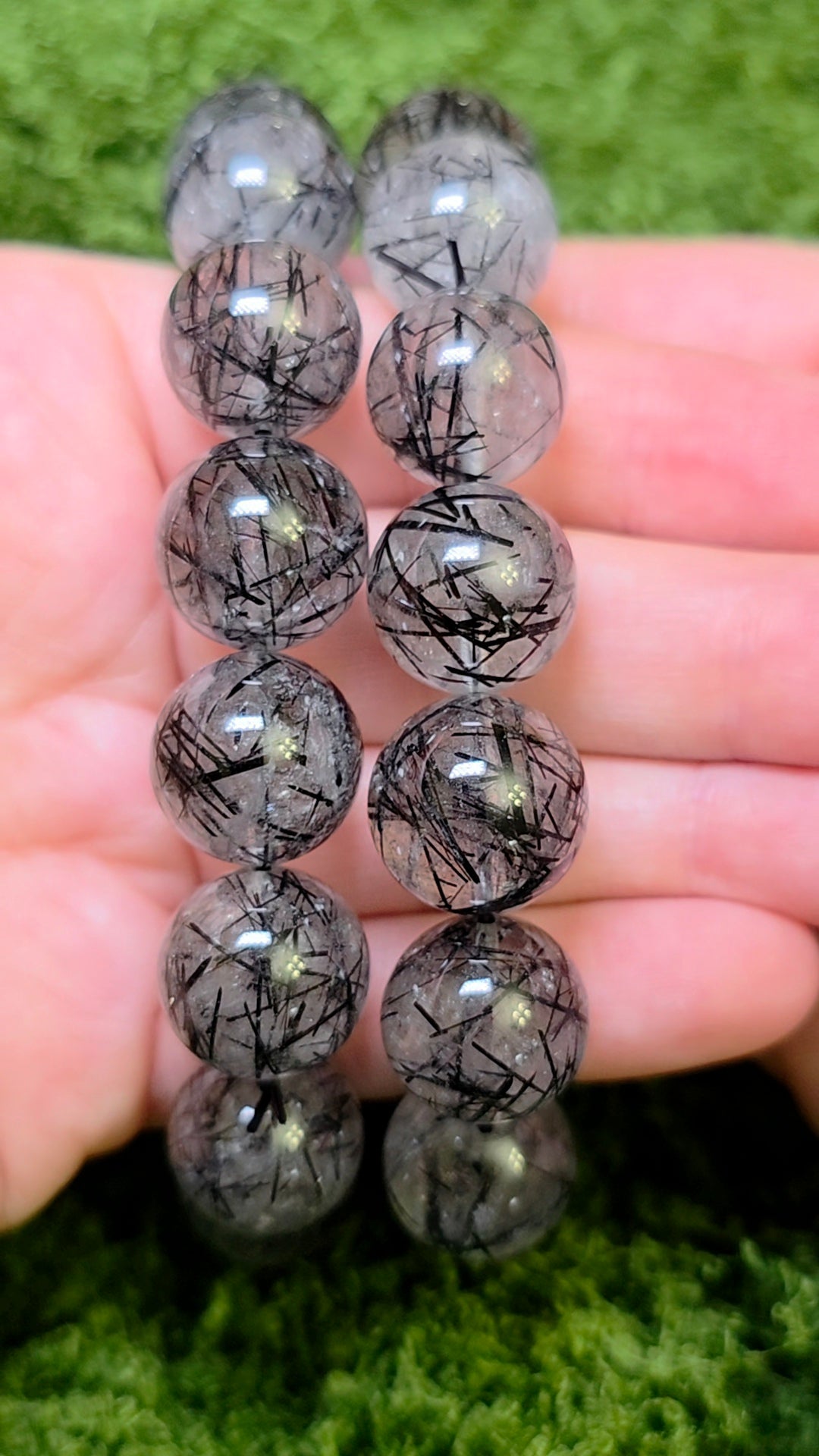 Black Rutile Quartz Statement Stretch Bracelet 15mm
