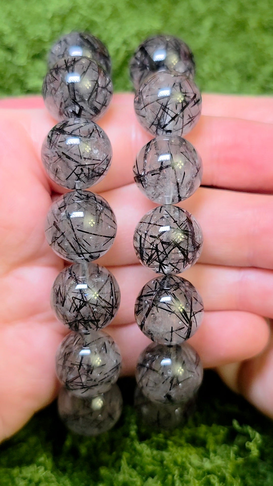 Black Rutile Quartz Statement Stretch Bracelet 15mm