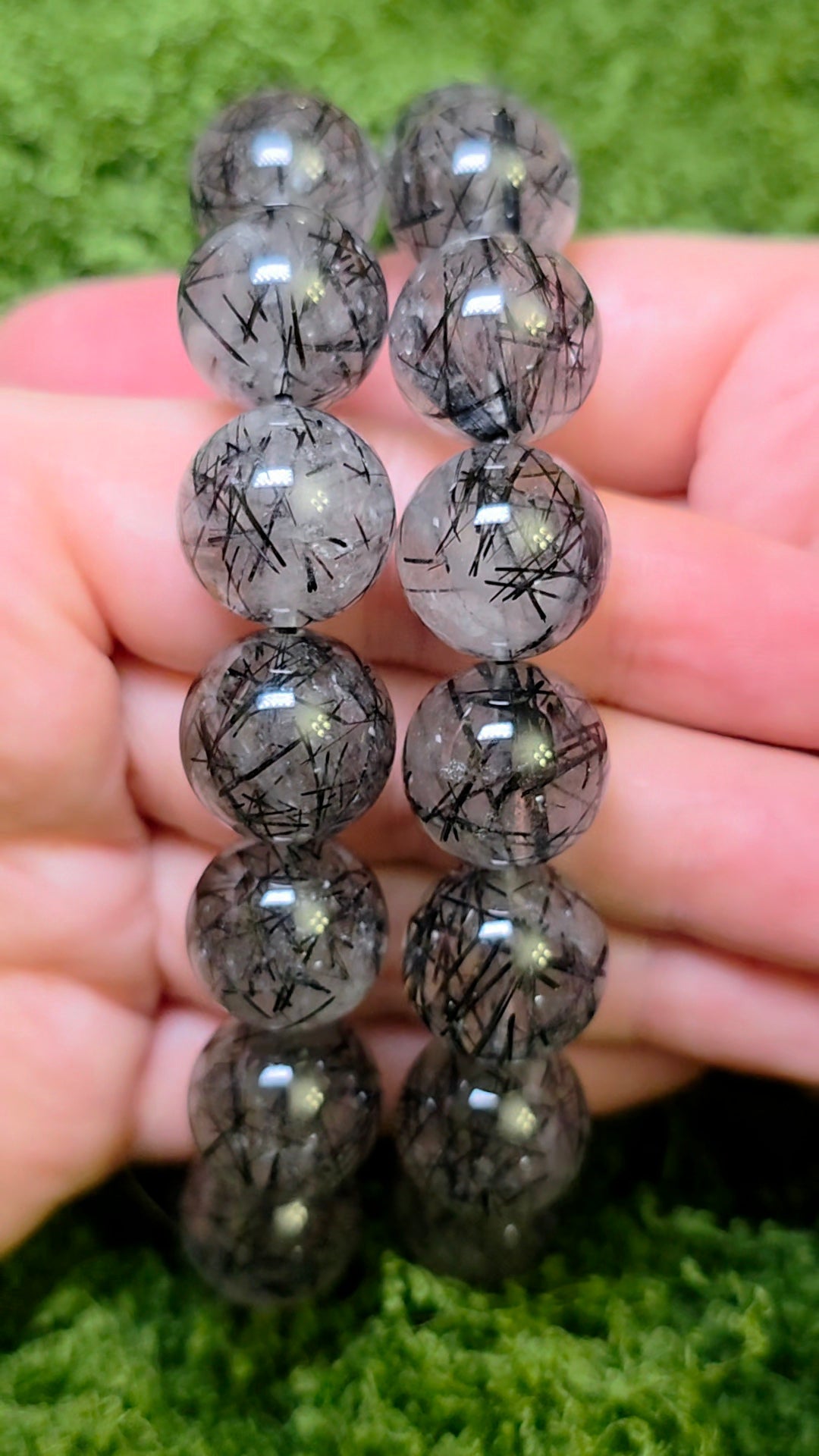 Black Rutile Quartz Statement Stretch Bracelet 15mm