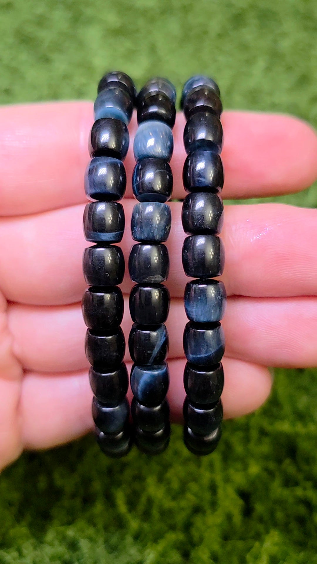 Blue Tigers Eye Barrel Bracelet 7mm