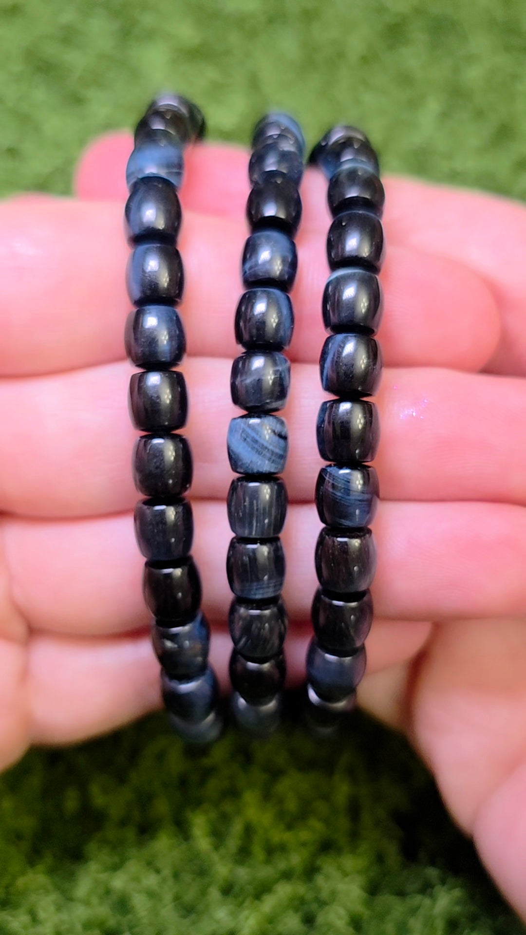 Blue Tigers Eye Barrel Bracelet 7mm