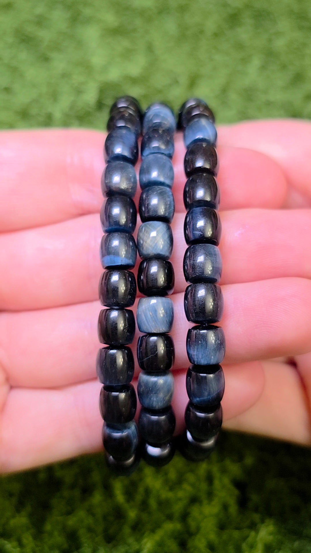 Blue Tigers Eye Barrel Bracelet 7mm