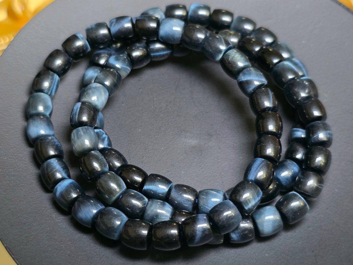 Blue Tigers Eye Barrel Bracelet 7mm