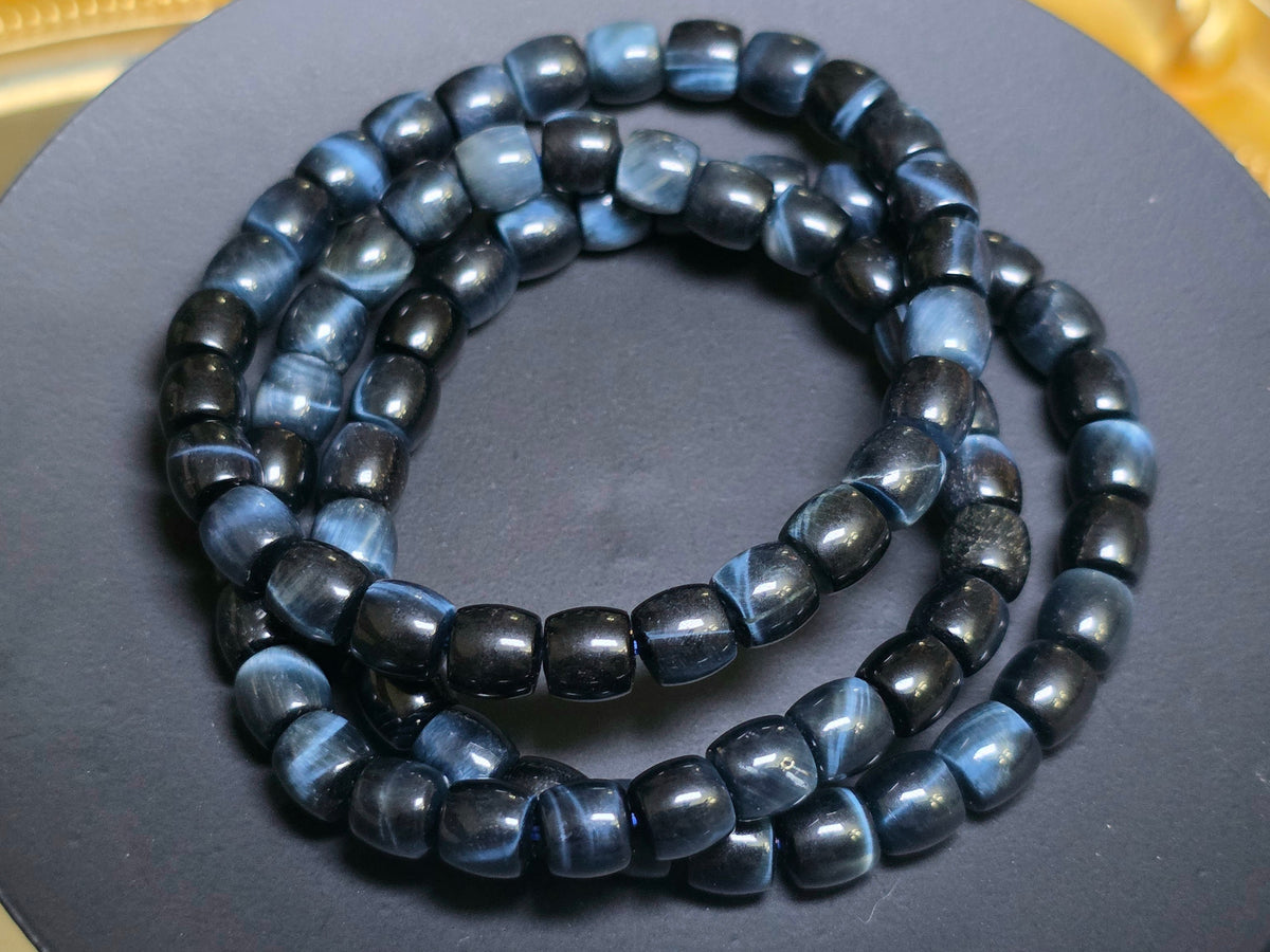 Blue Tigers Eye Barrel Bracelet 7mm