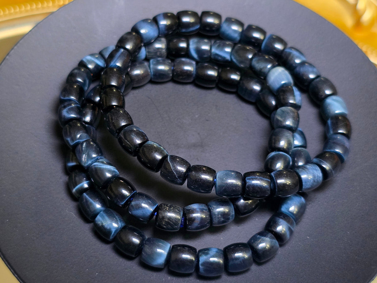 Blue Tigers Eye Barrel Bracelet 7mm