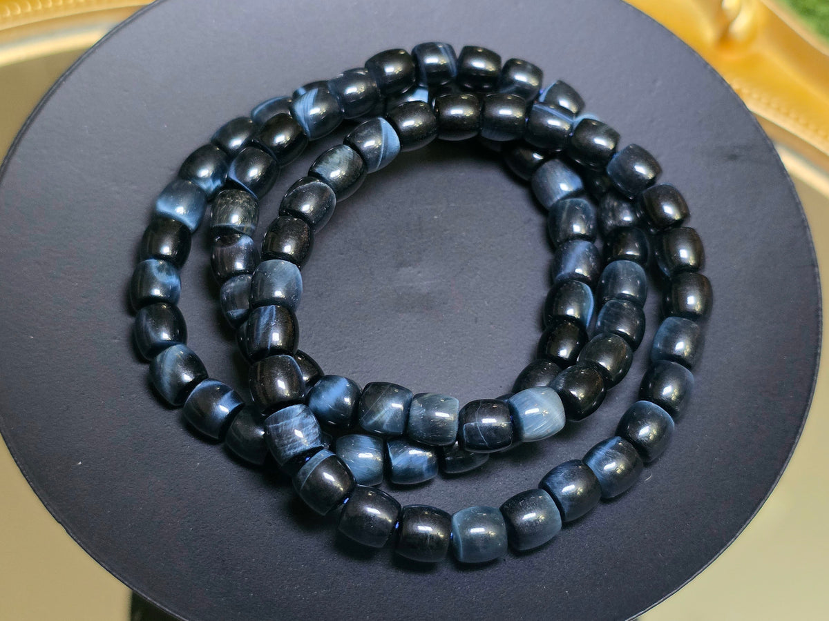 Blue Tigers Eye Barrel Bracelet 7mm