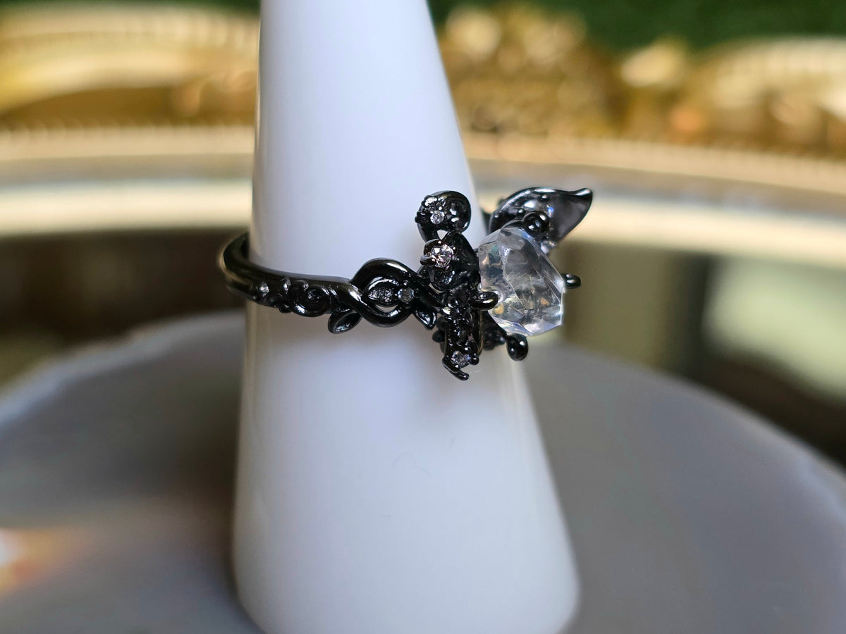 Madagascar Moonstone Black Vine Ring