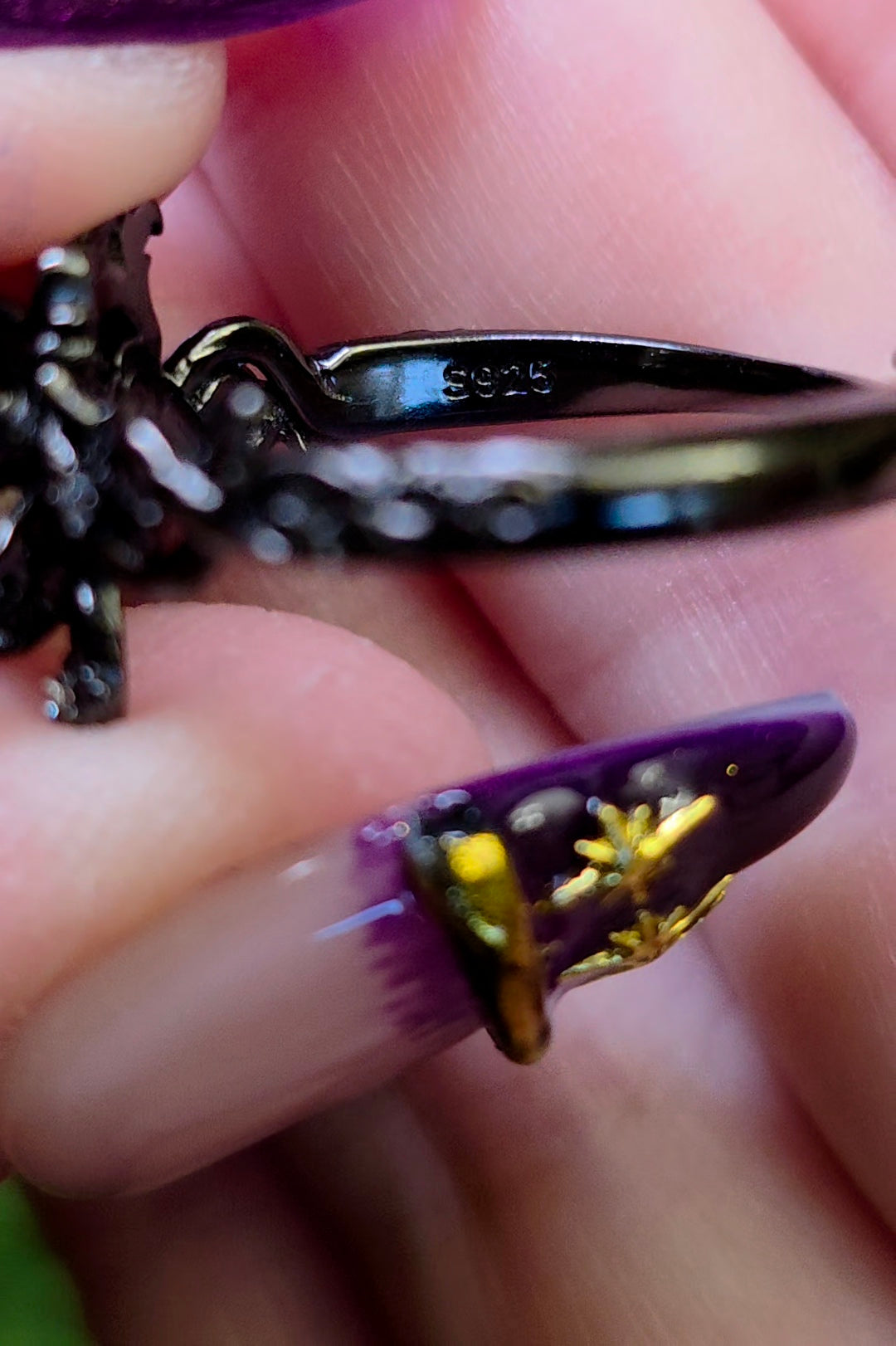 Madagascar Moonstone Black Vine Ring