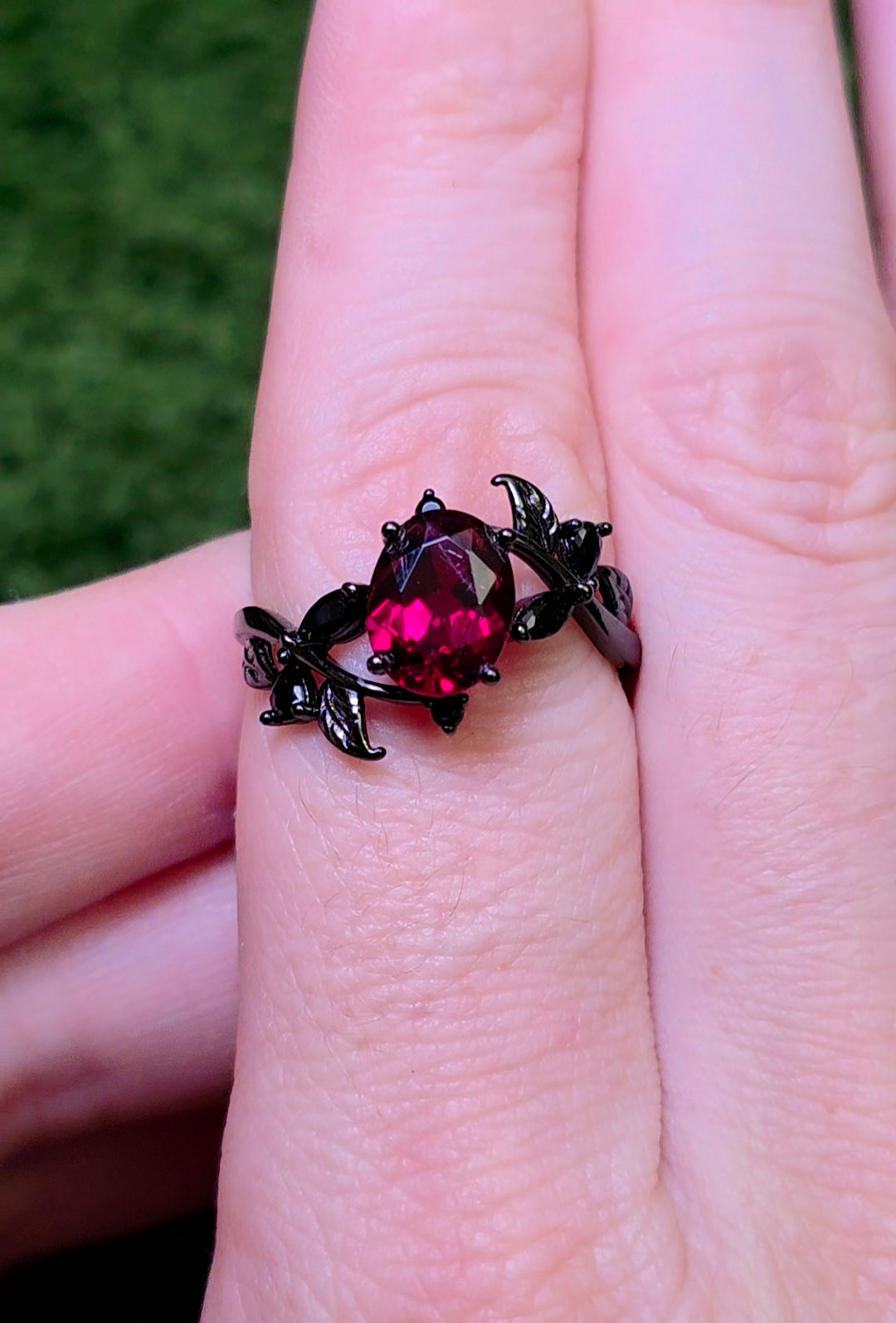 Purple Garnet Black Vine Ring
