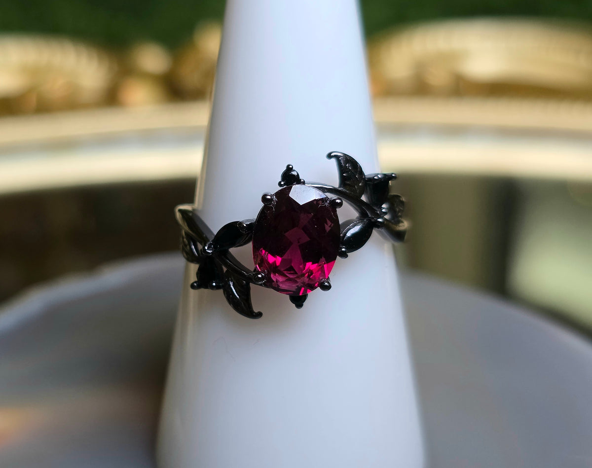 Purple Garnet Black Vine Ring