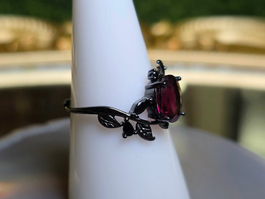 Purple Garnet Black Vine Ring