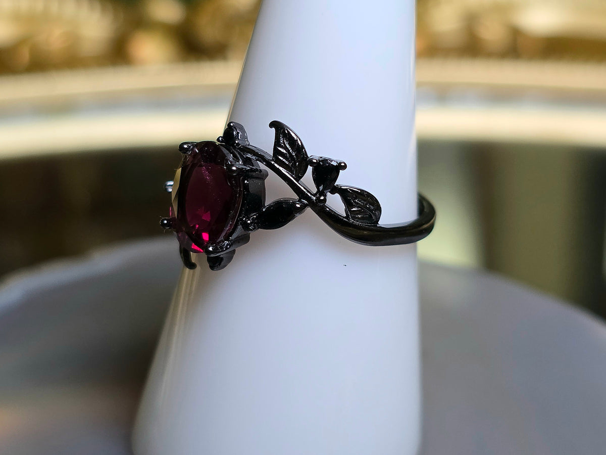 Purple Garnet Black Vine Ring