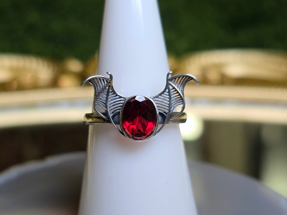 Red Garnet Bat Wing Ring