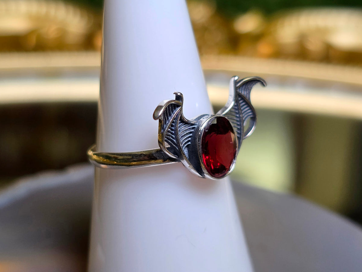 Red Garnet Bat Wing Ring