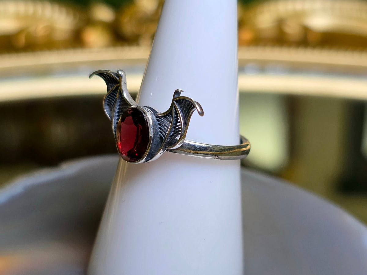 Red Garnet Bat Wing Ring