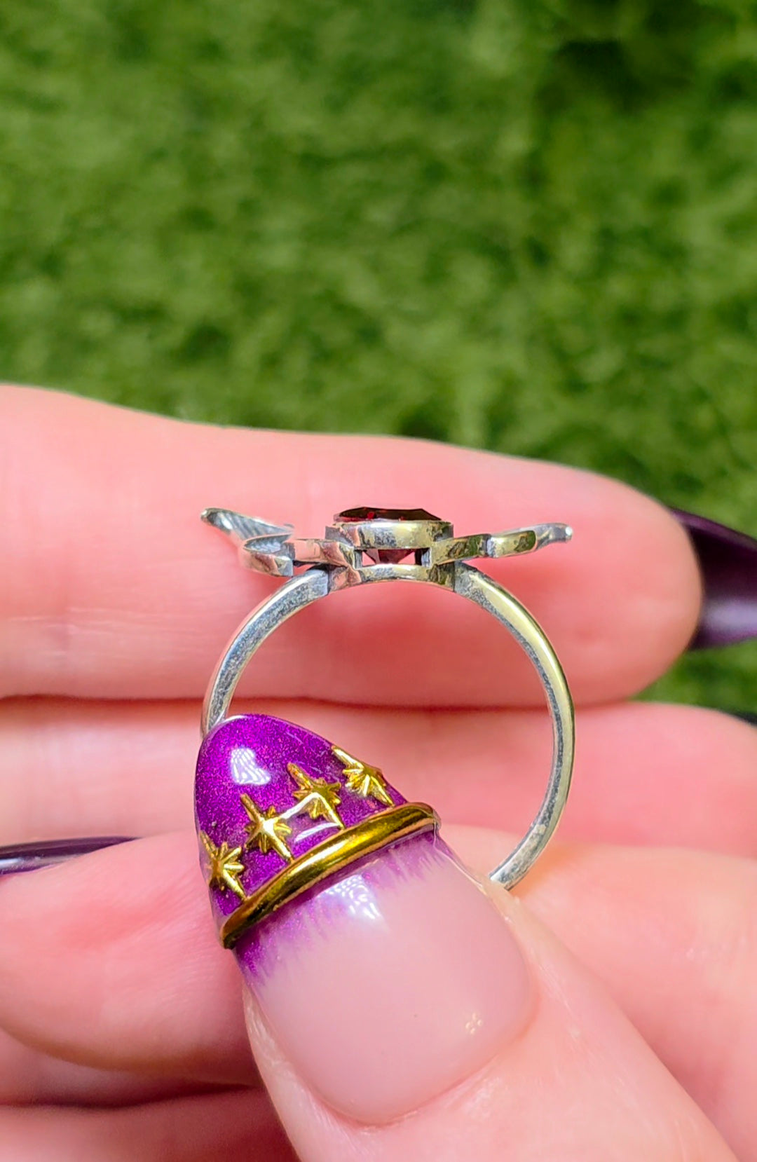 Red Garnet Bat Wing Ring