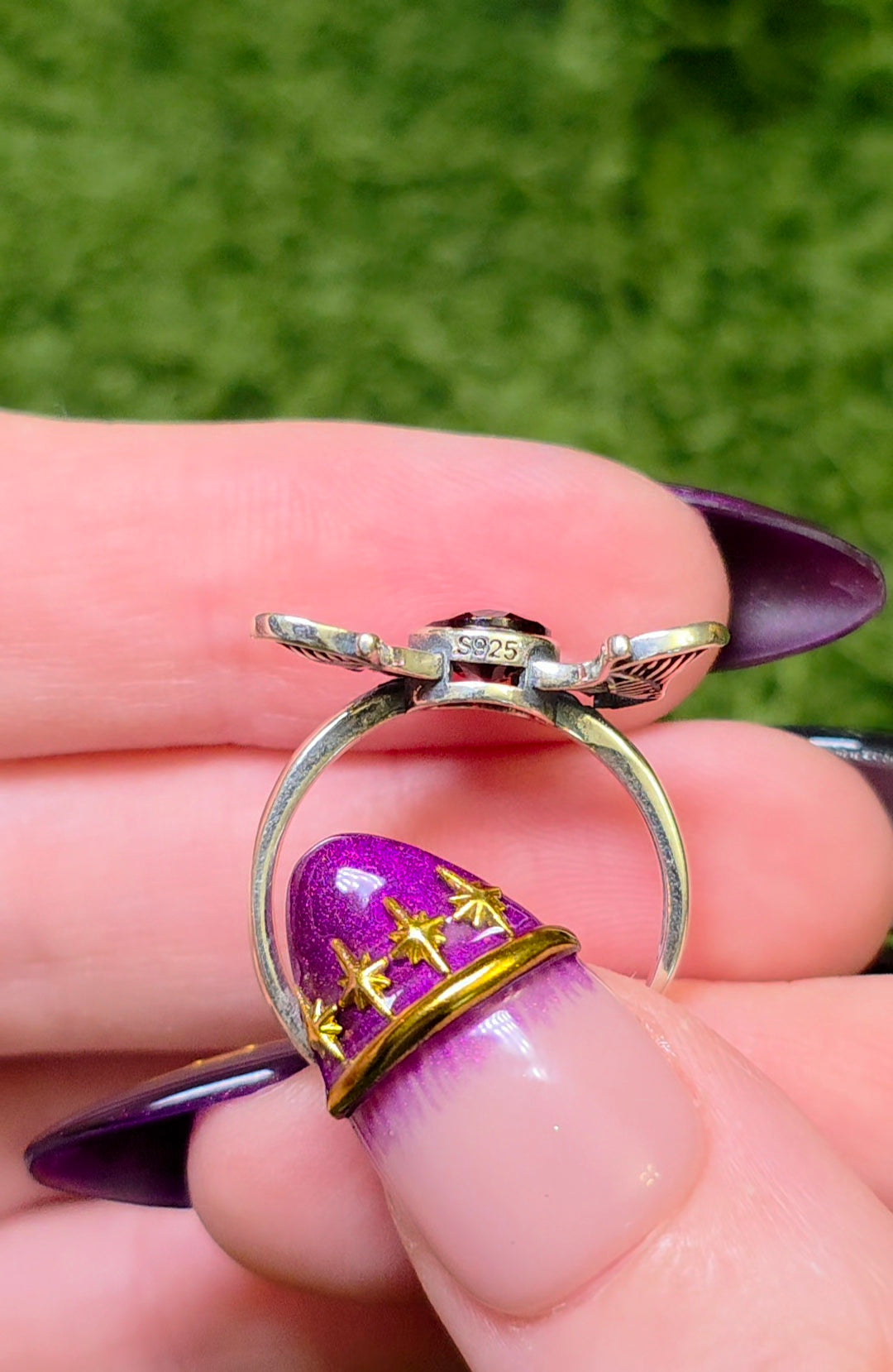 Red Garnet Bat Wing Ring