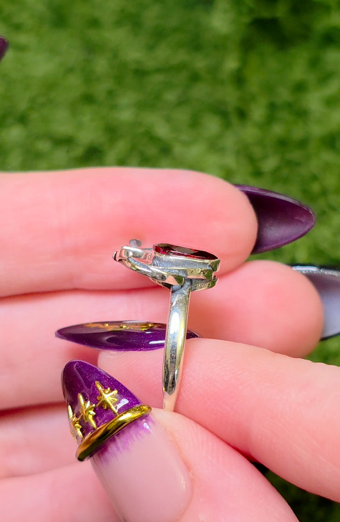 Red Garnet Bat Wing Ring