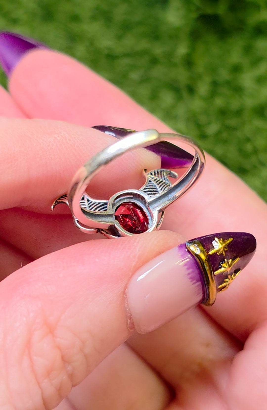 Red Garnet Bat Wing Ring