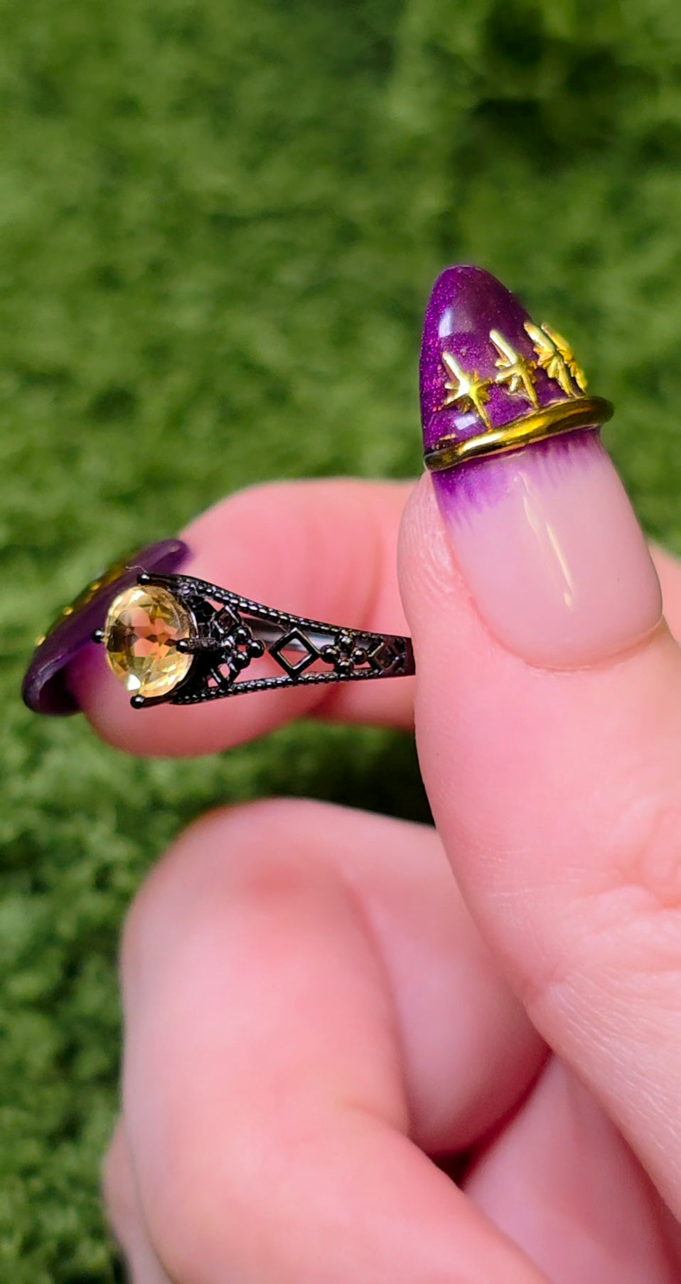 Citrine Black Filigree Ring
