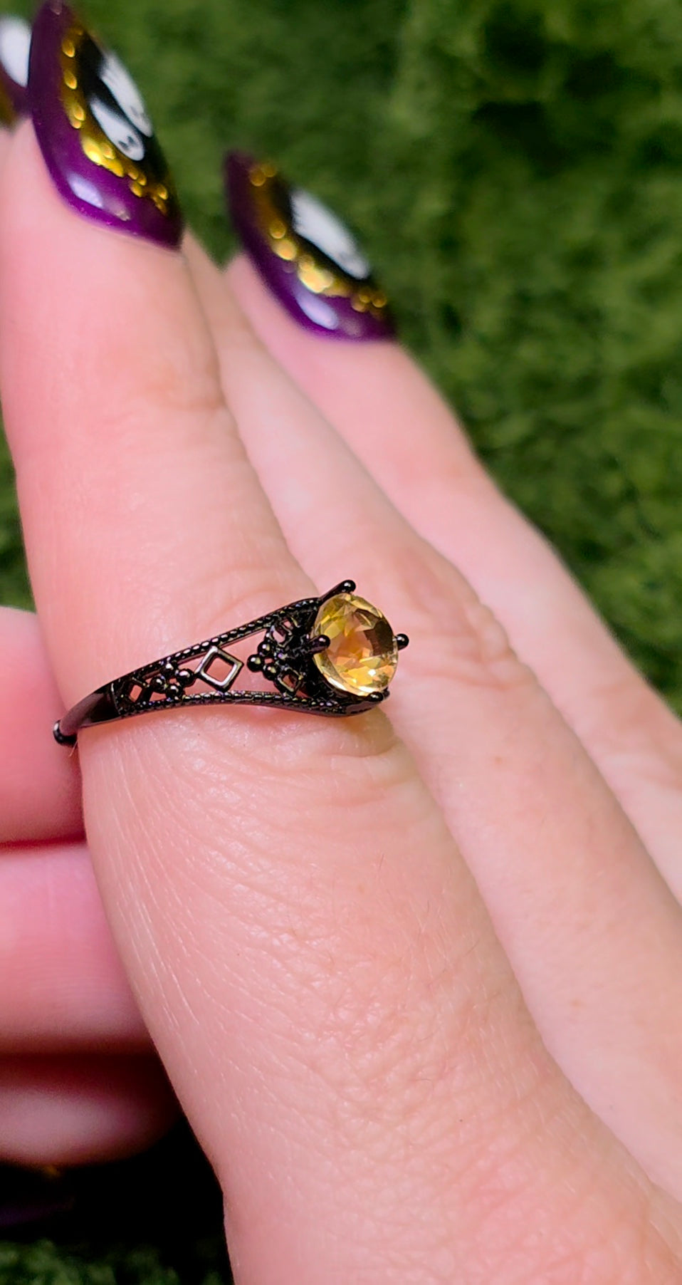 Citrine Black Filigree Ring