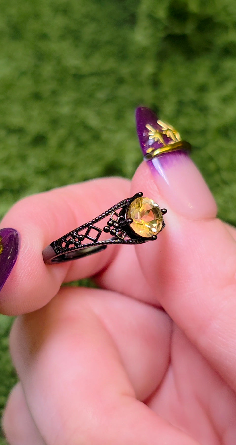 Citrine Black Filigree Ring