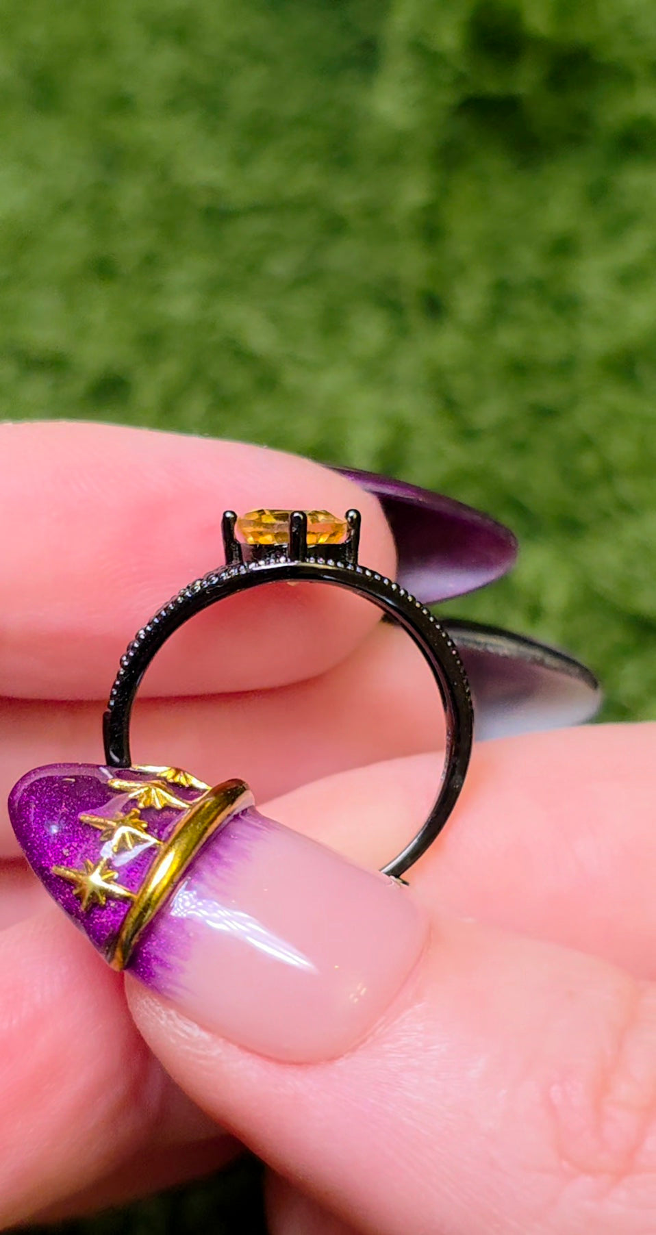 Citrine Black Filigree Ring