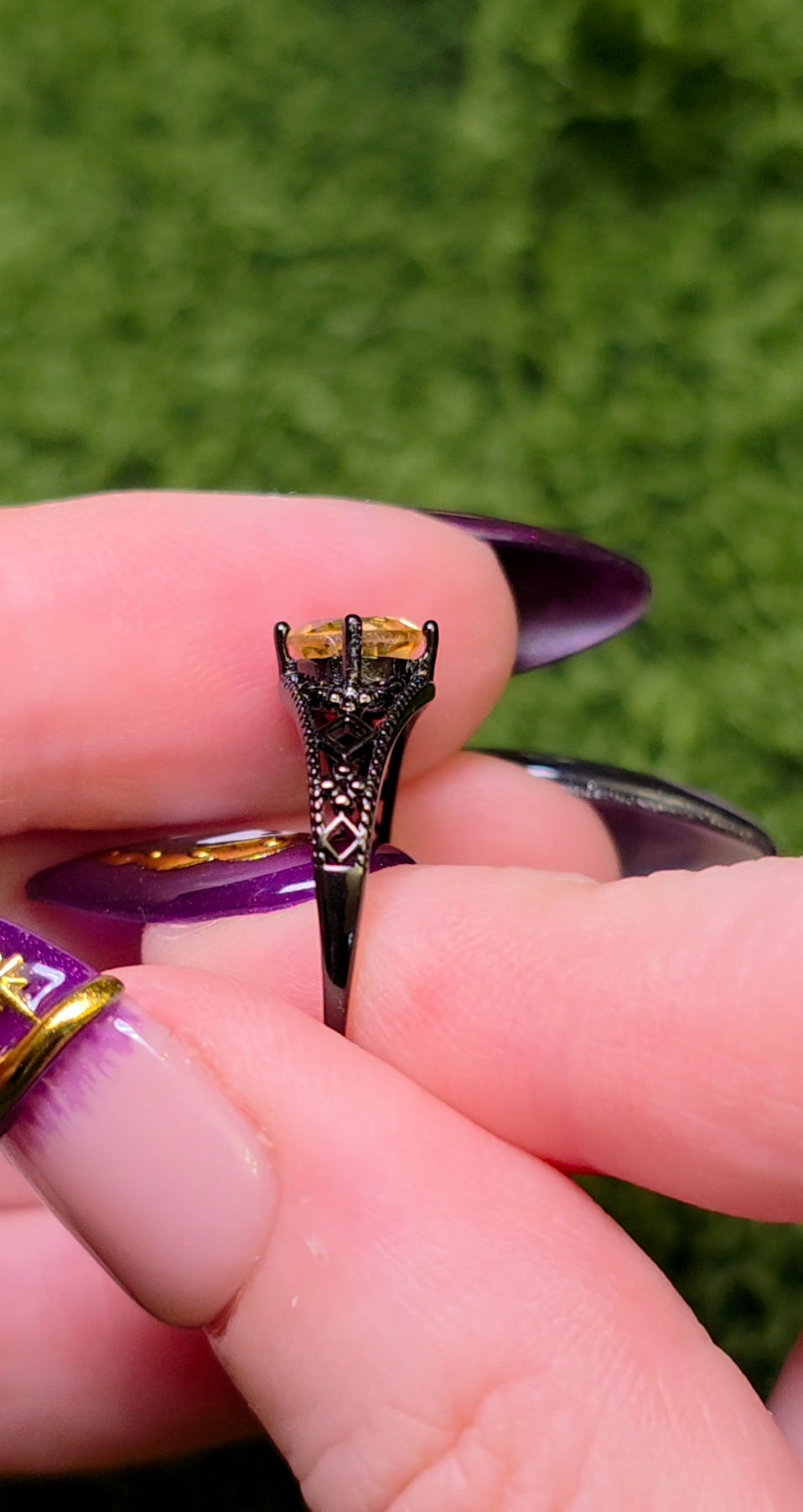 Citrine Black Filigree Ring