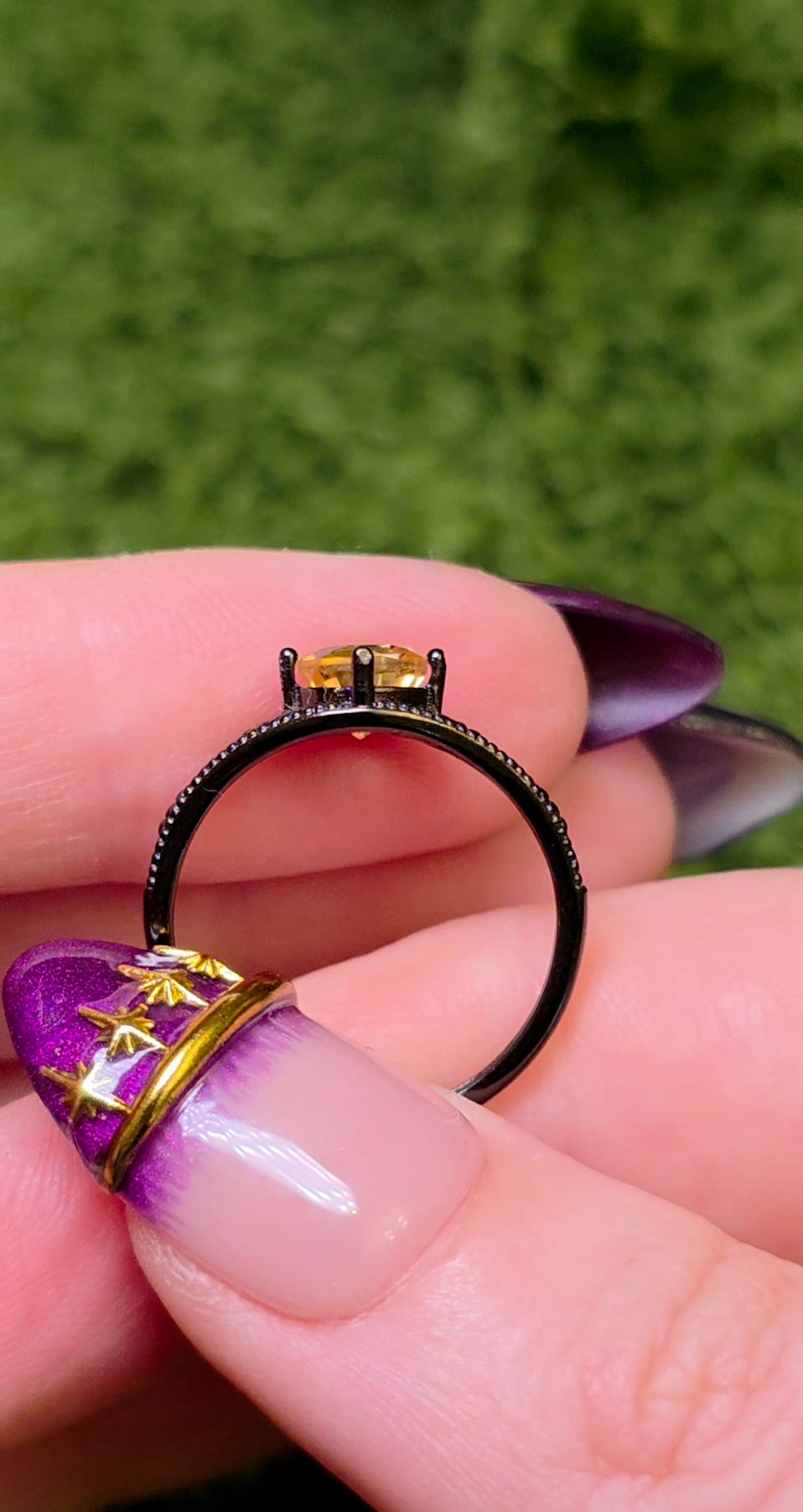 Citrine Black Filigree Ring