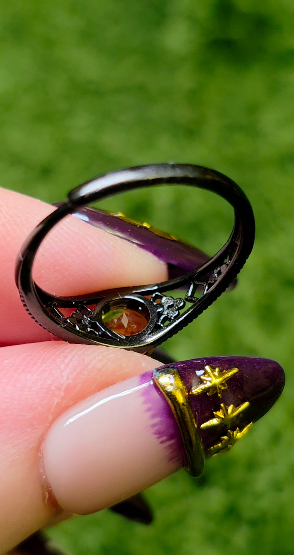 Citrine Black Filigree Ring