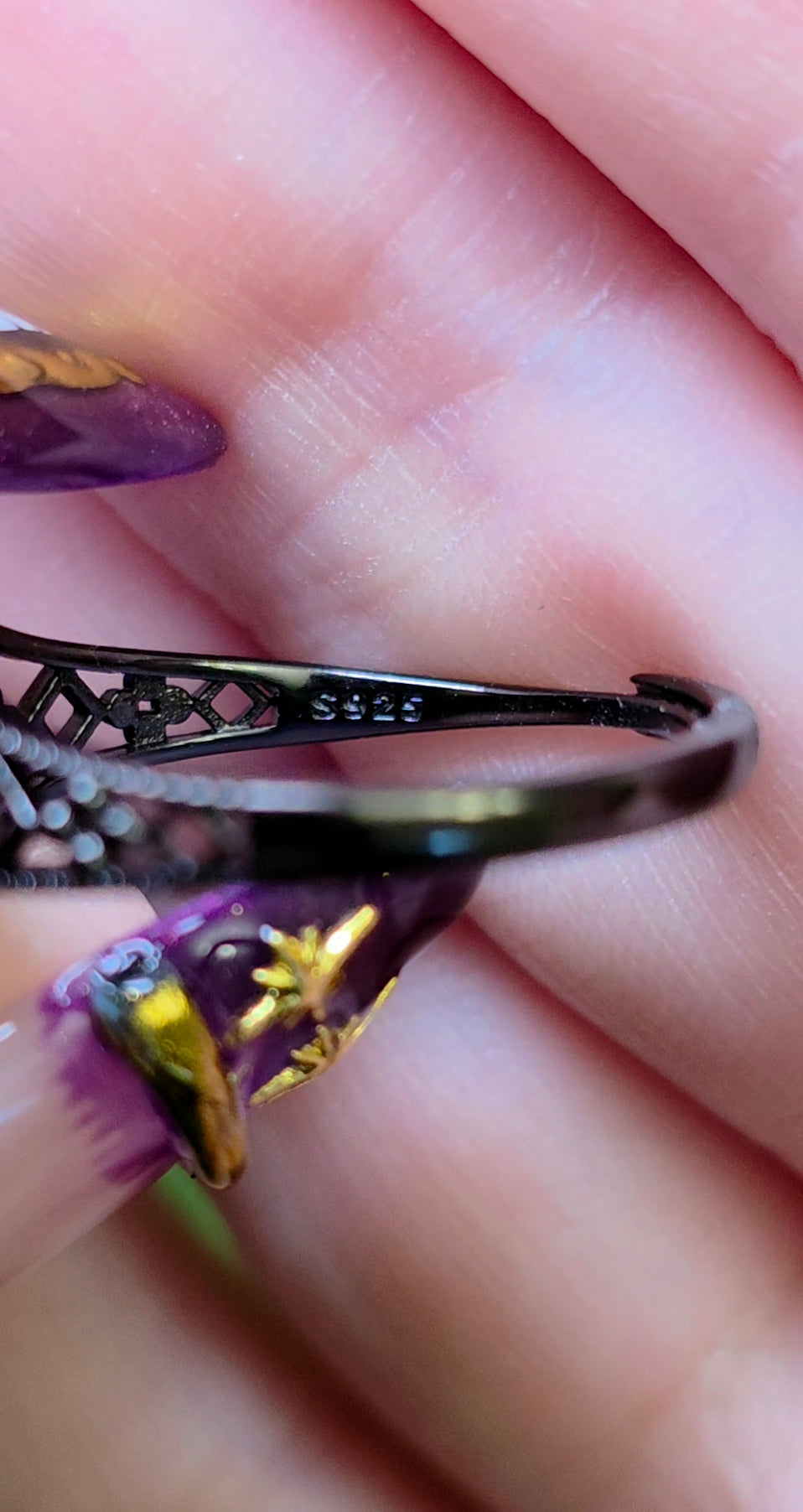 Citrine Black Filigree Ring