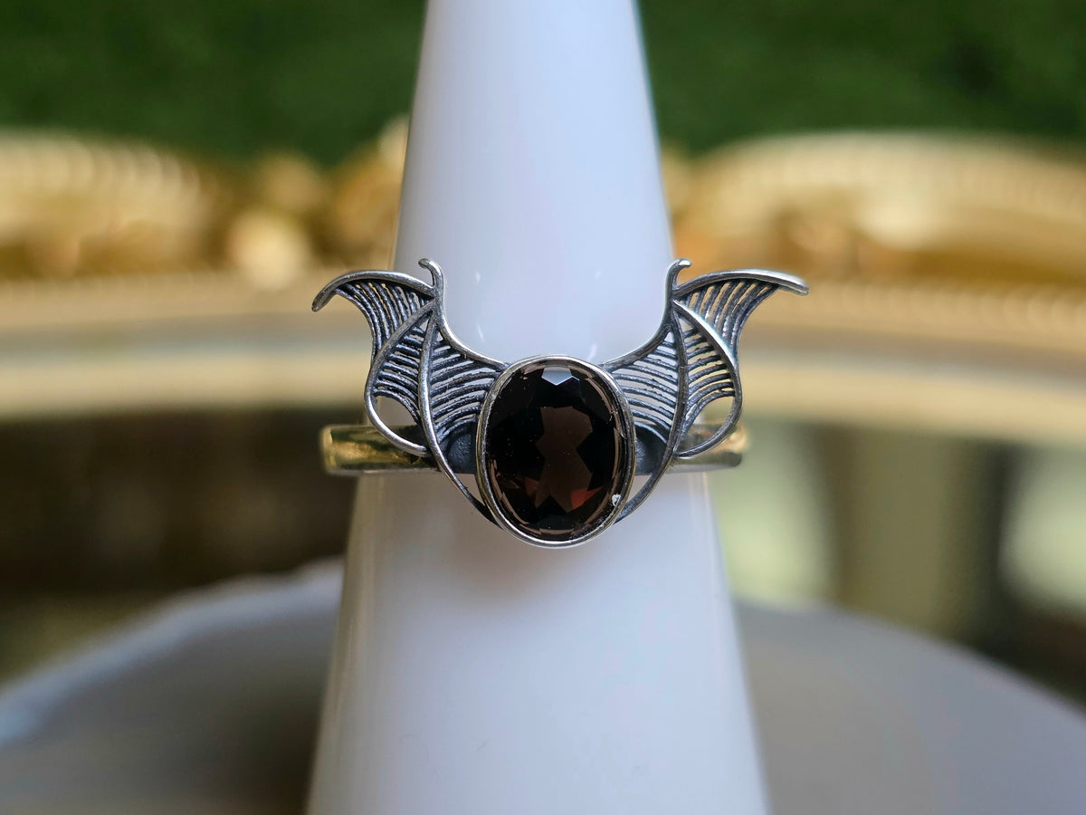 Smokey Quartz Bat Wing Ring