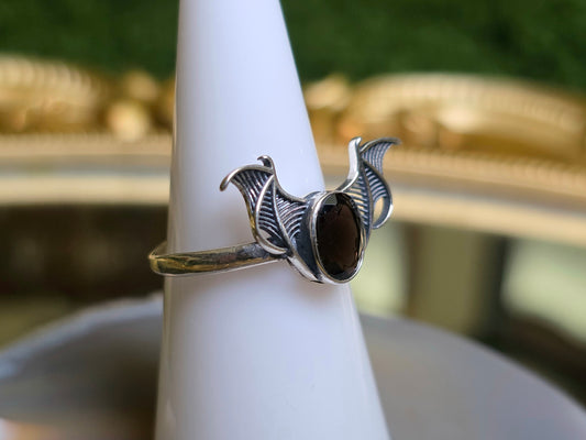 Smokey Quartz Bat Wing Ring