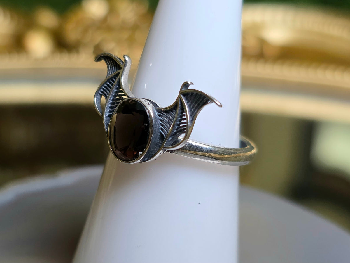 Smokey Quartz Bat Wing Ring