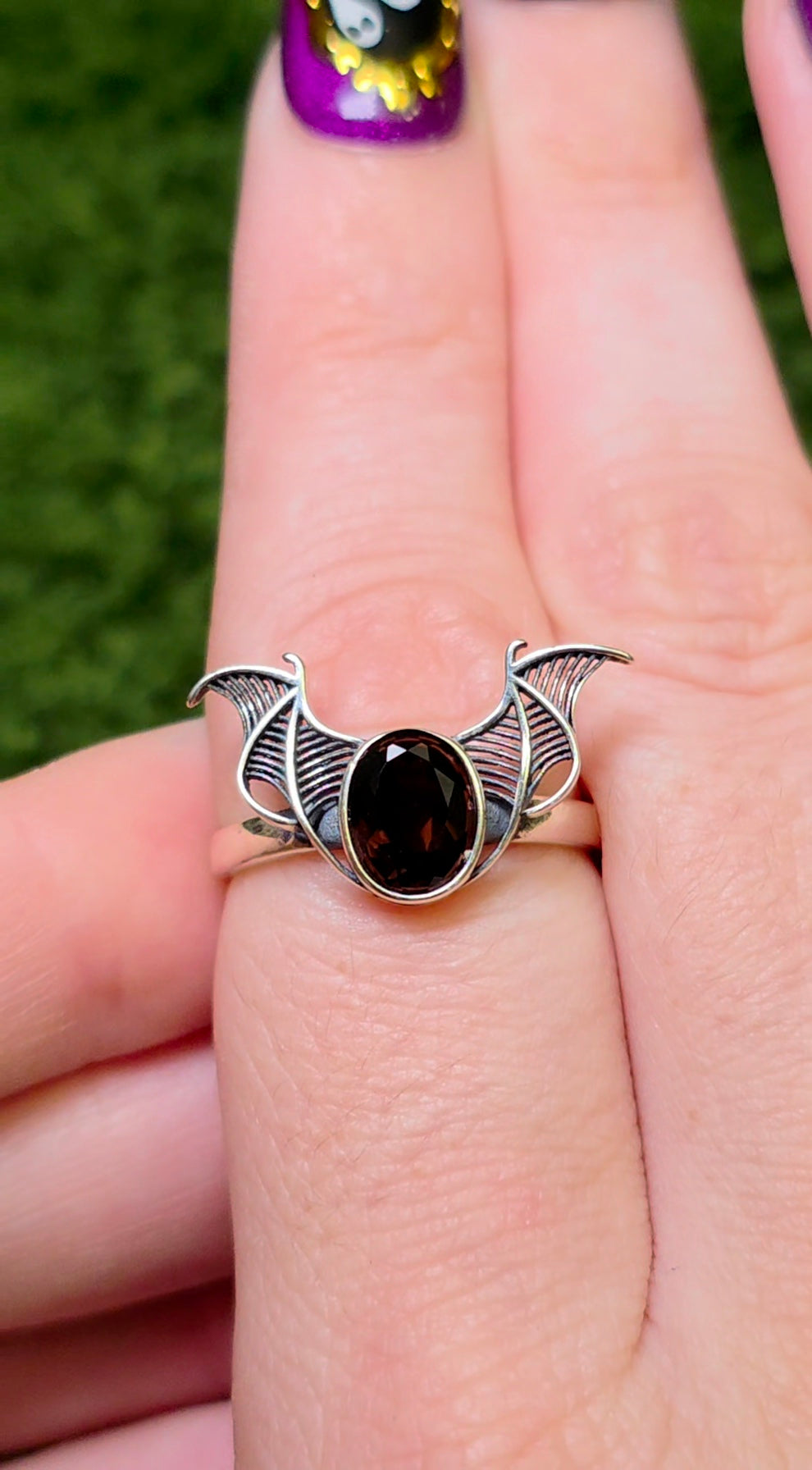 Smokey Quartz Bat Wing Ring