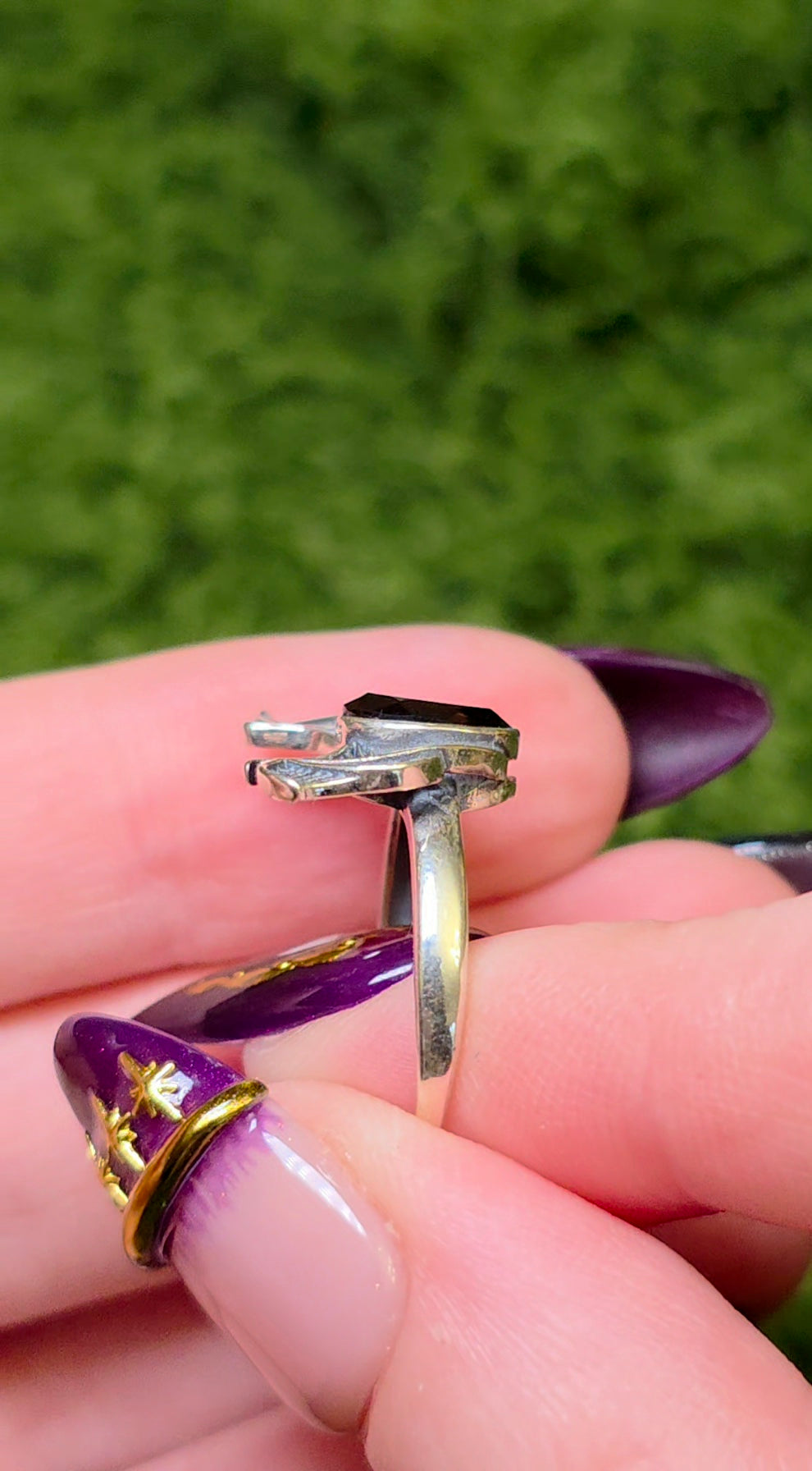 Smokey Quartz Bat Wing Ring