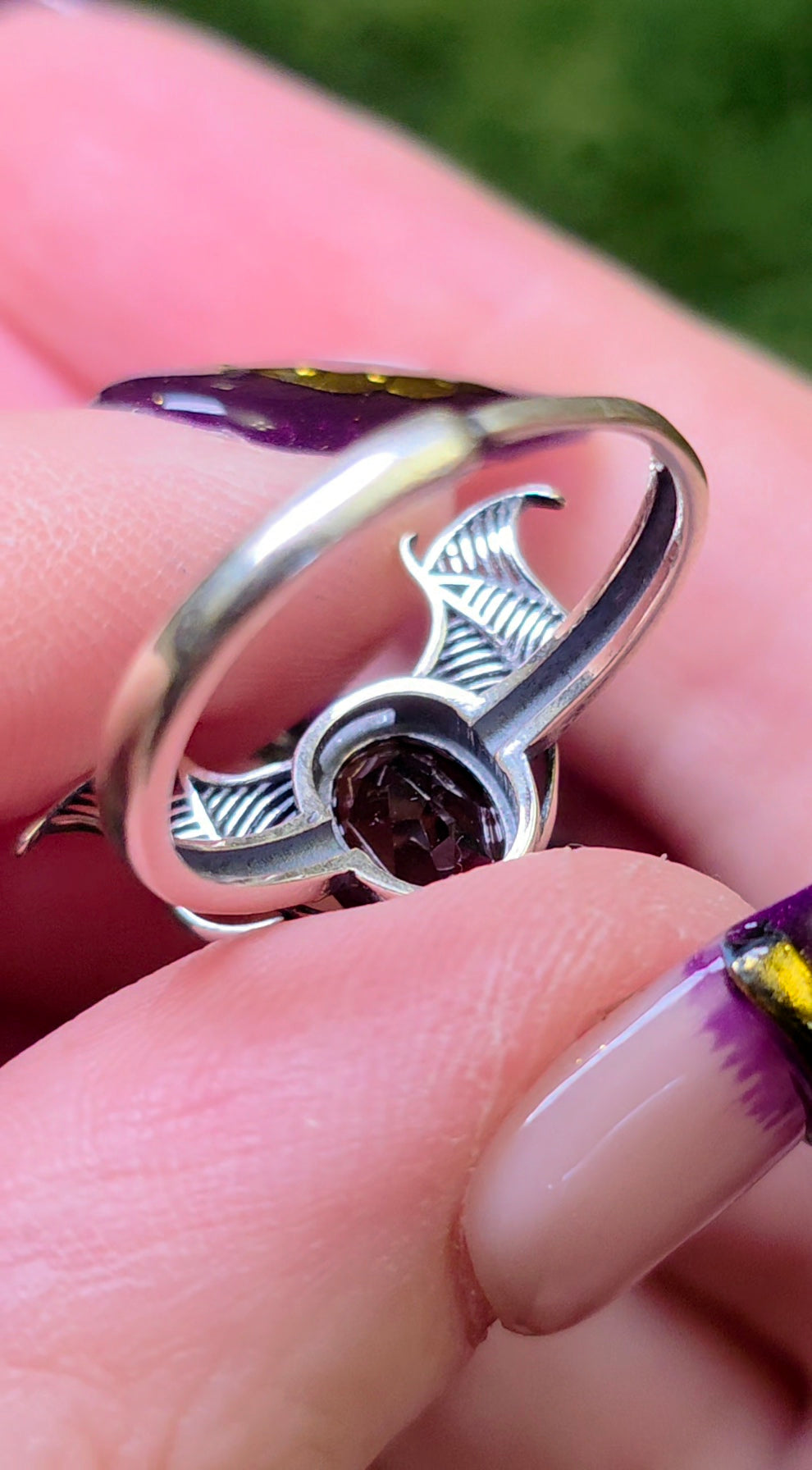 Smokey Quartz Bat Wing Ring