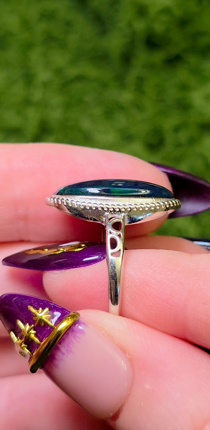 Black Opal Honeycomb Ring
